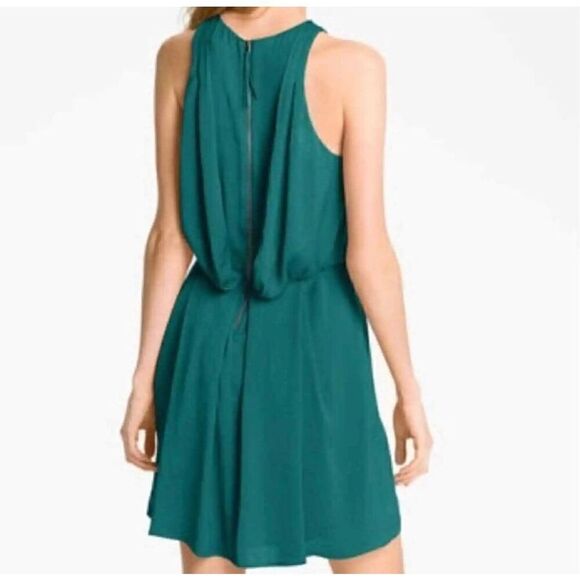 NWT Rebecca Taylor Halter Teal Green Cocktail Mini Dress Size 6 Dinner Datenight - Picture 3 of 14